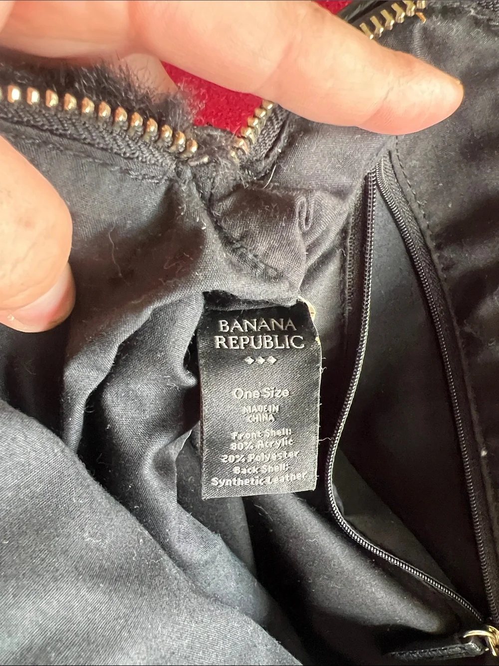 Banana Republic Black Faux Fur bag with Gold Zipper